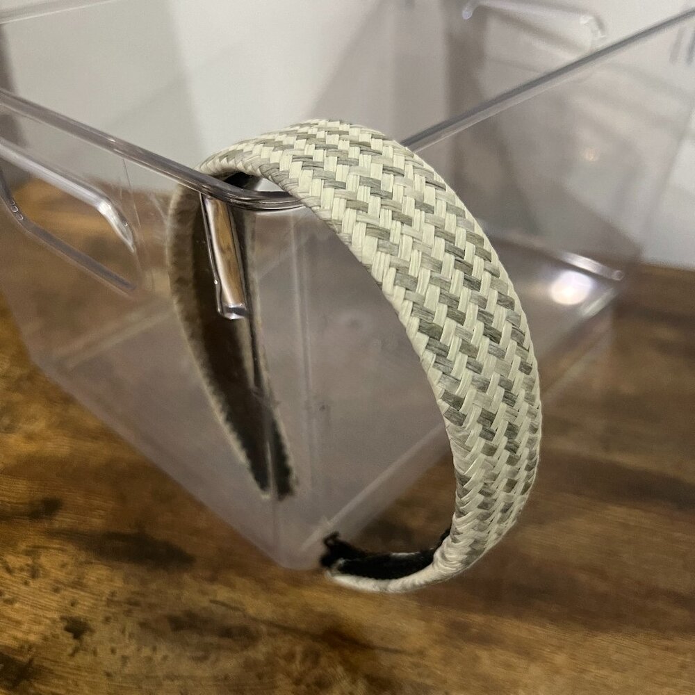 Textured White and Gray Woven Headband